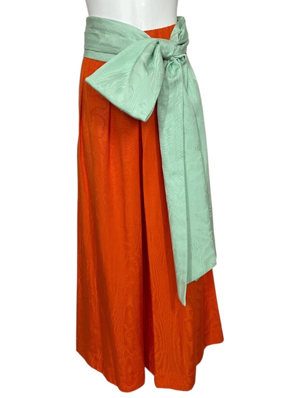 Alice and Olivia Front Bow Palazzo Trouser Pants 6 Orange Wide Leg High Rise